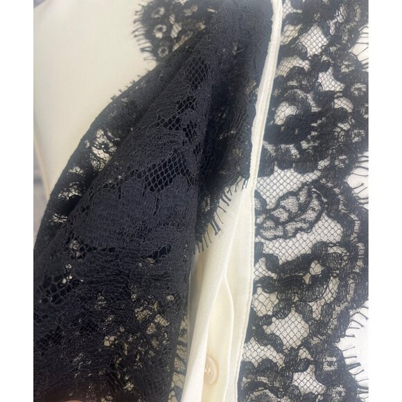 ST. John Silk Lace Blouse NEW Ladies Size 14 Cream Caviar and Black Colors - Picture 4 of 10